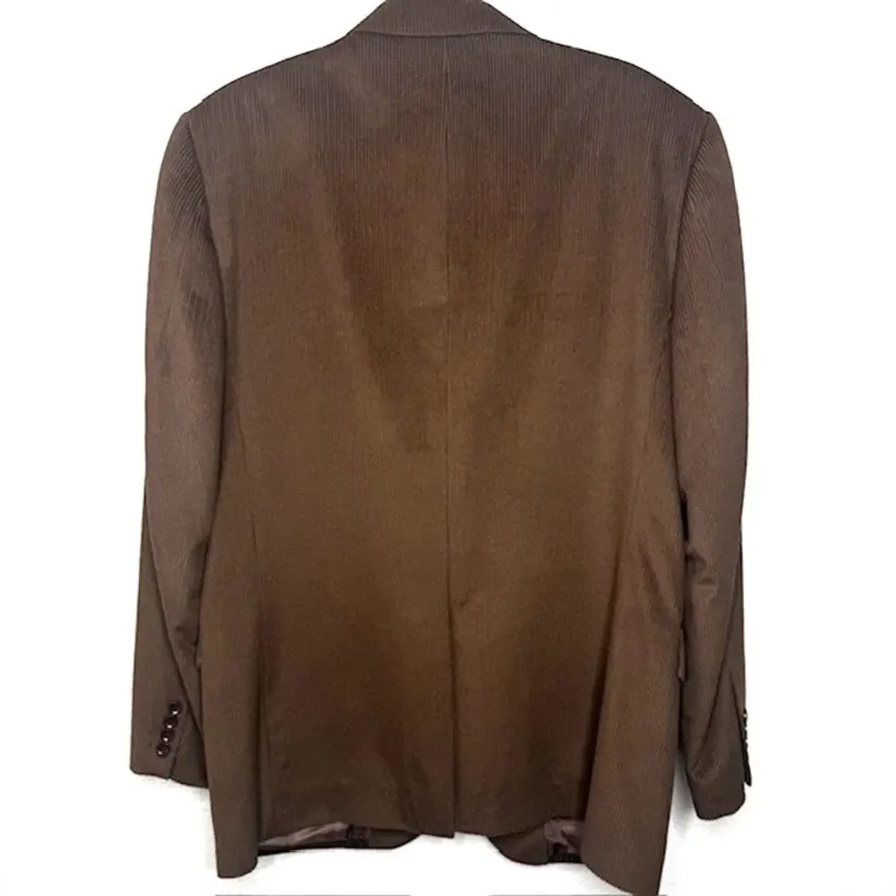 Jos. A. Bank 43L Brown Wool Silk Corduroy 2 Button Sport Coat Blazer